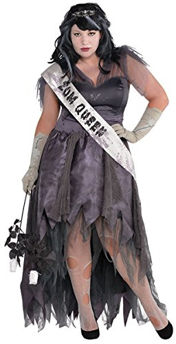 Womens Ladies Homecoming Corpse Zombie Prom Queen Fancy Dress Costume, Grey, Size: 28 Euro