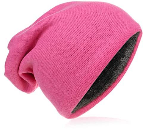 Miobo Slouch Strick Beanie Wintermütze – Extra warm Dank Teddyfleece – Unisex Unifarbe Größe L