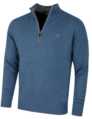 Calvin Klein Mens 2026 Knit Cotton 1/2 Zip Golf CK Top Sweater