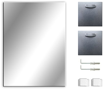 Ramix Spiegel, Rahmenloser, Spiegelfliese, Wandspiegel, Badspiegel, Zimmer, Größe: Breite 80 cm x Höhe 60 cm