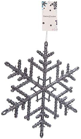 1x Grey Plastic Extra Large Christmas Snowflake, Xmas Wall and Ceiling Decoration, Hanging Ornaments for Themed Parties Size - 20cm