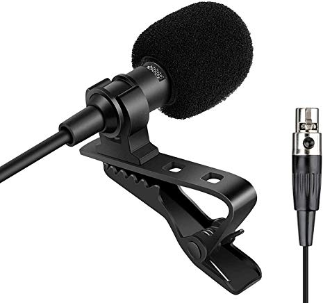Sujeetec Microfono Lavalier compatibile con trasmettitore wireless AKG Samson, microfono a condensatore unidirezionale, mini connettore XLR TA3F