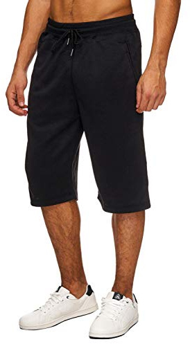 Hidyliu Mens Elastic Waist Drawstring Workout Gym Joggers 3/4 Shorts Summer Casual Sweat Short Pants with Pockets