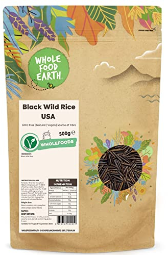 Wholefood Earth Black Wild Rice USA 500 g | GMO Free | Natural | Source of Fibre