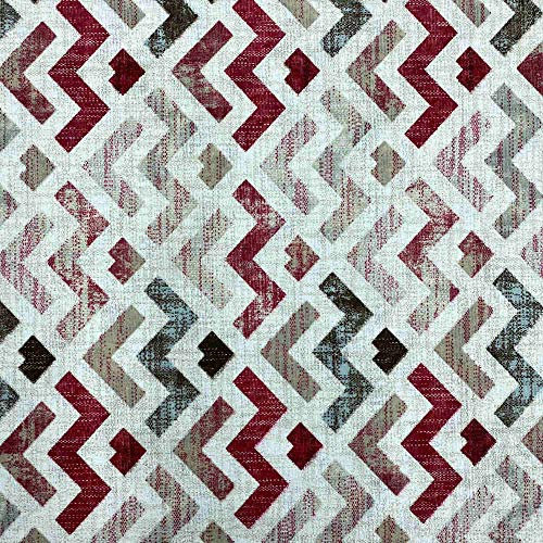Kt KILOtela - Canvas Dekostoff, Home-Accessoires, Tischdecken, Kissen, Vorhänge, Taschen, 280 cm Breite, Meterware ab 0,5 m, Preis Gilt für 0,5 m, Geometrisch, Zickzack, Rot