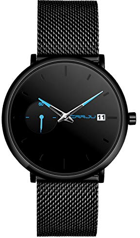 SUPBRO Herren Uhr Männer Edelstahl Wasserdicht minimalistische Armbanduhr Analog Zifferblatt Business Uhr Datum Dünne Chronograph