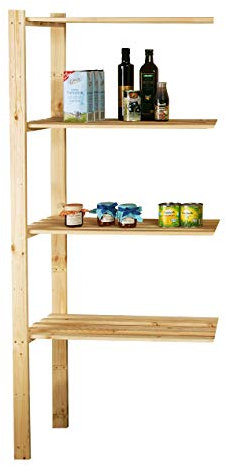 Szagato Holzregal Anbauregal massiv HxBxT: 170x85x40 cm, 4 Böden, Marke, Made in Germany (Echtholz-Regal Kellerregal Ordnerregal Lagerregal Wohnregal, Regal für Wohnraum, Kinderzimmer, Schulen)