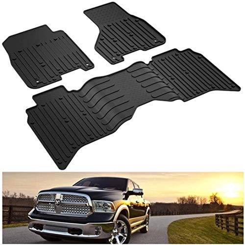 CKPEOR Fußmatten Kompatibel für 2013-2018 Dodge Ram 1500/2500/3500 Mannschaftskabine, 2019 Dodge Ram 1500 Classic Allwetterschutz TPE Vordere und hintere Reihe Bodenbeläge OEM Slush Mat Liner Set