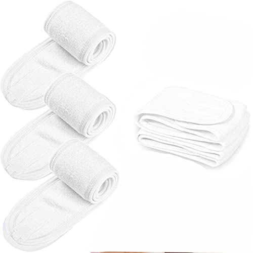 Spa Gesichts-Stirnband Make Up Wrap Haarband Verstellbares Handtuch Gesicht Waschen Frottee Stirnbänder zum Waschen Gesicht Bad Hautpflege Sport Yoga Dusche 4 Stück - Weiß