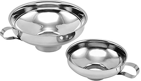 Canning Funnel, 2 Pack Stainless Steel Funnel with Handle for Kitchen, Wide Mouth Funnel for Canning, Set for Wide and Regular Mason Jars Canning