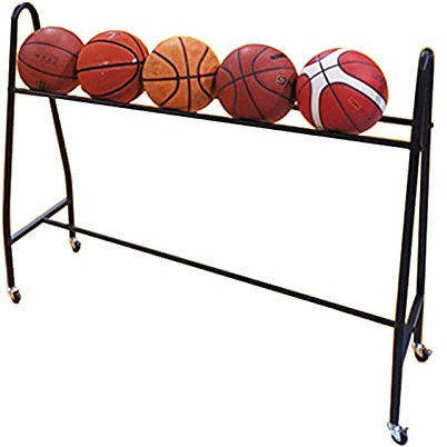 JLXJ Ballwagen Ballregal Basketballkorb Cart Auf Rädern für 3-Punkt-Aufnahmen, Geneigter Rahmenwinkel Balls Aufbewahrungshalter, für Outdoor Garage Schule Training