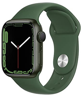 Apple Watch Series 7 (GPS, 41mm) Smartwatch con cassa in alluminio verde con Cinturino Sport color trifoglio - Regular Fitness tracker, app Livelli O₂, resistente all’acqua