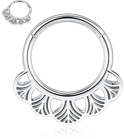 AROWRO Nase Septum Ringe Daith Ohrringe Helix Tragus Rook Septum Nase Daith Piercing Schmuck Septum Schmuck Septum Clicker Knorpel Helix Tragus Lobe Ohrringe Silber Chirurgenstahl 16G 10mm