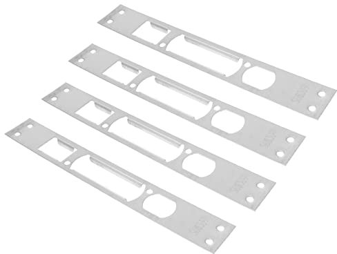 Housoutil 5pcs Door Latch Strike Security Deadbolt Strike Plate Door Backplate Extended Lip Strike Plate for Bit Key Locks