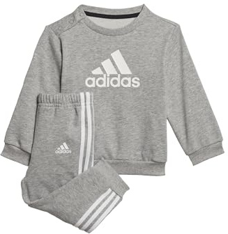 adidas Badge Of Sport Trainingsanzug für Babys, Unisex, French Terry Jogger, Mittelgrau meliert / Weiß, 9-12 Monate