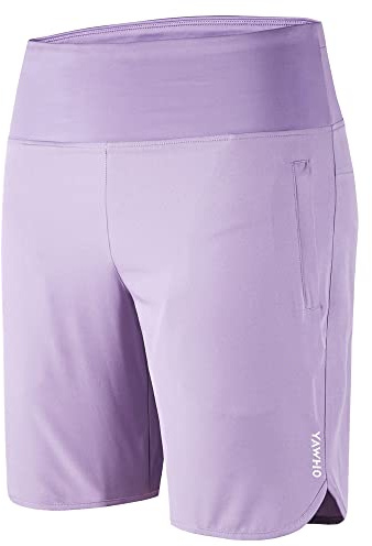 YAWHO Damen Sporthose Kurze Laufhose Laufshorts Sweatshorts Kurz Hose Sommer Schnell Trocknend Sport Shorts High Waist Fitness Running Gym mit Reißverschlusstasche