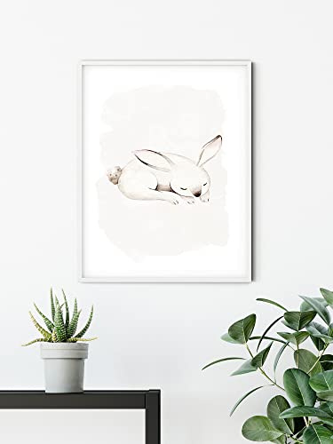 Komar Wandbild - Sleepy Bunny - Größe: 40 x 50 cm - Poster, Kunstdruck, Dekoration, Wohnzimmer, Schlafzimmer (ohne Rahmen)