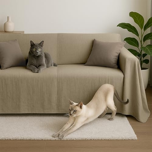 Byour3 - Funda De Sofá 3 2 4 1 Plazas 100% Algodón Puro Ligero Rectangular Tela Sofa Cubre Todo Recubrimiento Sofás También por Forma de L U Chaise Longue Derecho Izquierdo (Beige, 1 Plazas)