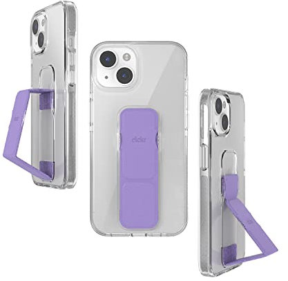 CLCKR Case Designed for iPhone 14 with Phone Grip | Ultra-Thin Phone Case with Phone Stand | 6.1 Inch Clear Purple | Shockproof Phone Holder with Raised Edges to Protect Your Screen/Camera