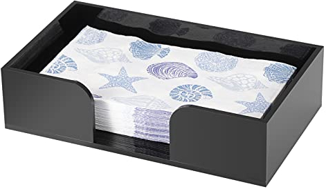 BTSKY Rechteckiger Serviettenhalter aus schwarzem Acryl – Dinnerservietten, Gästehandtuchbox, Taschentuchhalter für Esstisch, Küche, Restaurant, Hotel, Empfang und Partys, Acryl-Aufbewahrungshalter
