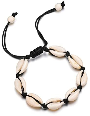 VNEWSCHI Woven Shell Bracelet Hawaiian Style Casual Jewelry Adjustable Anklets With Natural Beads for Men Women