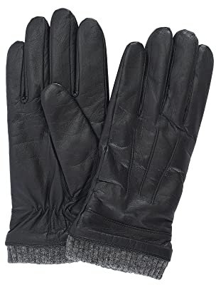 NF NITZSCHE fashion - Lederhandschuhe für Herren - Innenfutter aus 100% Wolle - Handschuh mit Smartphone-Touch-Funktion - eleganter Winterhandschuh - 100% Schaf-Nappa (schwarz, 8,5)