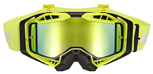LS2 Motocross-Helm-Brille mit Pinlock, Aura-Pro-Brille, Schwarz/Gelb mit Iridium-Visier
