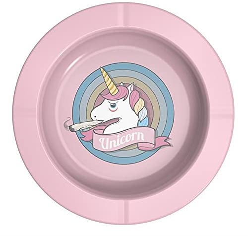 avibes Unicorn Einhorn Aschenbecher Pink Rosa Metall rund