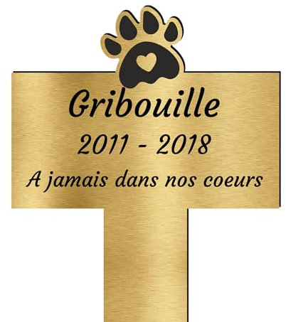 Piquet ou Plaque Funéraire Personnalisable Chat Chien - Plaque commémorative pour Animal - Plaque Funéraire personnalisée Chat Chien - Texte Personnalisable (Patte)