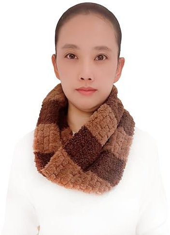 Lina & Lily Damen Männer Kunstpelz Winter Loop Schal Fell Halswärmer Snood (Braun)