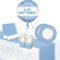 Lage Kit Decorazione tavola per Cerimonia Battesimo Bimbo, stoviglie per Party Baby, Celeste e Bianco con Stelle e Pois, comprende 8 Bicchieri, 8 Piatti, 20 Tovaglioli, 1 Tovaglia e 1 Pallone Foil