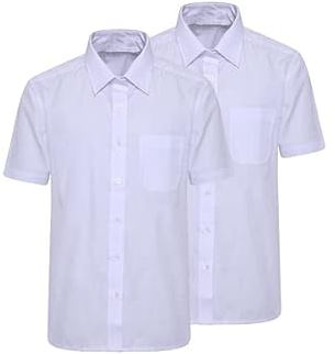 Gadgets Mafia Pack of 2 Boys Short Sleeve School Uniform Shirts White and Blue Colour Age 16-17 Years