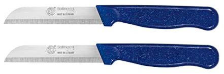 GGS Solingen Knife, Blue Set of 2 Vegetable Knife Set, Fruit Knife, Tomato Knife, Steak Knives, Serrated, Dishwasher Safe, German Stainless Steel, Chef Kitchen Knife Set (Blue Set of 2)