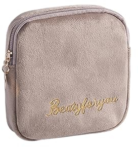 1 Stück Kosmetiktasche Samt Make up Aufbewahrungstasche Schminktasche Travel Bag Organizer Bag Kulturtasche Makeupbag Kosmetikbag Kulturbeutel für Täglichen Gebrauch Geschäft Reisen,Khaki D