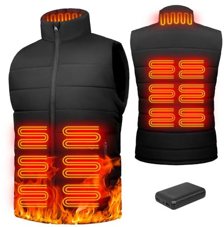 Gilet Chauffant Homme Femme avec 10000mah Batterie incluse,Veste Chauffante électrique avec 4 Zones de Chauffage Gilet Chauffant Réglage 3 Température USB Veste Chauffé pour Moto Ski