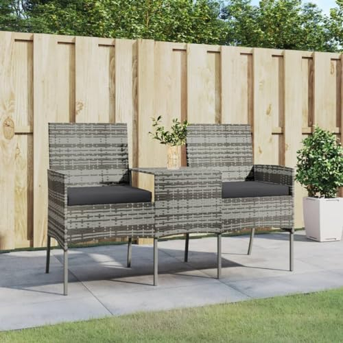 ZQQLVOO Schlafsofa Wohnzimmersofa Sessel Sofa 2-Sitzer-Gartensofa mit Teetisch Poly Rattan Anthrazit für Wohnzimmer Gästezimmer Büro