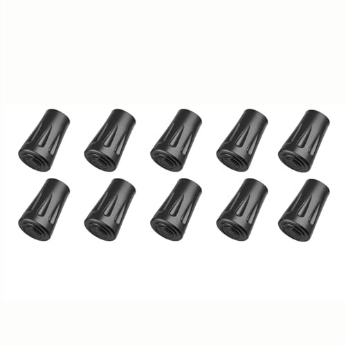 10 Stück Gummipuffer Ersatzfüße für Nordic Walking Stöcke Pads schwarz rund | Wanderstöcke Trekking Pads Ersatzfuß für Walkingstöcke