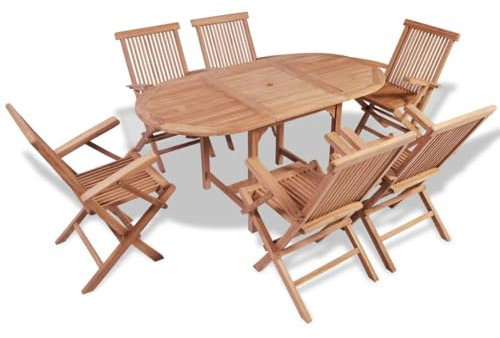 Youuihom Gartenmöbel Set Patio Talk Set Outdoor-Unterhaltungsmöbel-Sets B-Ware 7-TLG. Garten-Essgruppe Teak Massivholz Geeignet für Garten, Hinterhof, Rasen, Poolbereich