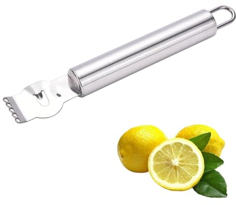QEQSHQO 1 Unidad, Herramienta de pelar Profesional, de Acero Inoxidable, lavavajillas, 2 en 1 rallador y pelador para limón y cítricos, para cócteles de Ginebra/Naranjas