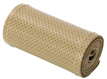 LKW Leder Lenkradbezug Auto Hand Nähen mit Nadel Faden,Anti Rutsch Universal Lenkradabdeckung Lenkradschoner,Autozubehör Innenraum mit Löchern,Geeignet für Lenkrad mit 42 cm Durchmesser,Beige