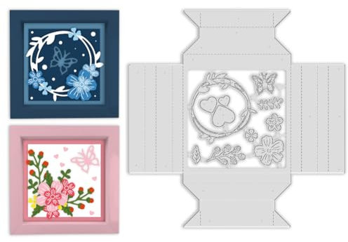 ORIGACH 12 Stück Schatten Box Stanzschablonen 3D Schatten Box Metall-Stanzformen für Karten Basteln Scrapbooking Fotoalbum Handgefertigtes Geschenk