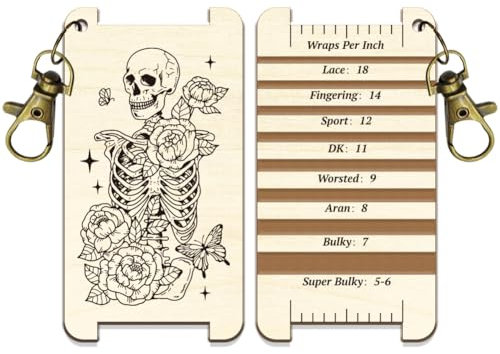 arricraft Scheda di Controllo Rotante con Scheletro di Fiori Da 1 pezzo, Calibro Guida WPI per Filati di Halloween con Chiusura Pannello Guida per Avvolgere Il Filato In Legno con Diz