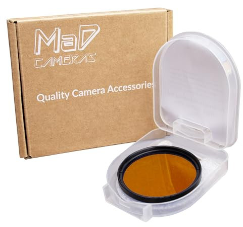MaD Cameras 49mm Orange (Dark) Colour Correction Camera Lens Filter - Reduces Glare, Enhances Contrast & Depth for DSLR & Mirrorless Cameras – Orange (Dark) 49mm