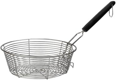SANTOS Edelstahl Frittierkorb für Dutch Oven 6qt & 9qt - Perfekt für Pommes, Fried Chicken, Gemüse & mehr - Abnehmbarer Griff, Spülmaschinengeeignet, Ø 27,5 cm