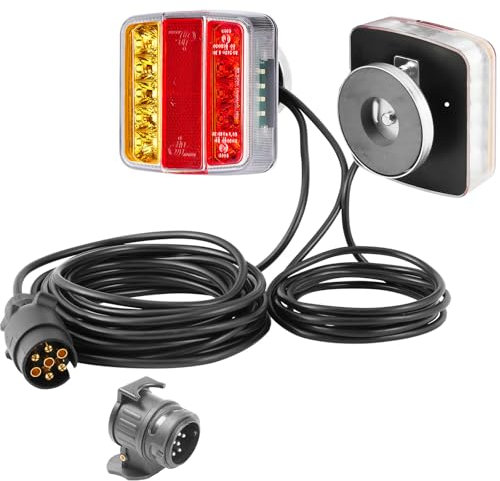 ETUKER 12v Led Rückleuchten Anhänger mit Magnet, Anhänger Beleuchtung Set 7 Polig mit Verkabel7,5m Kabel Inkl. Adapter 13 Polig Auf 7 Polig