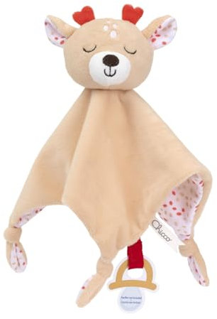 Chicco Schusetuch Reh, Weiches Velours-Püppchen in Reh-Form, Neugeborenen-Kuscheltier, weich zum Kuscheln, gestickte Details, Neugeborenen-Spielzeug 0+ Monate