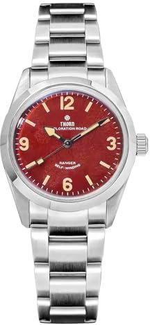 TACTICAL FROG Thorn T003 PT5000 Automatische mechanische Uhr für Herren, 34 mm, Saphirglas, 100 m wasserdicht, Rot/Ausflug, einfarbig (Getaway Solids)