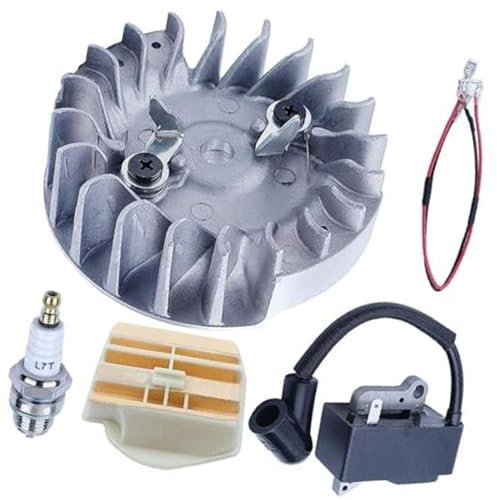 Jodriva Kettensägen-Zündspule, Schwungrad, Luftfilter, Zündkerzensatz, for Husqvarna, 445 445E 450 450E, ersetzt 544111801, Kettensägen-Ersatzteile Spulenpaket für die Zündung
