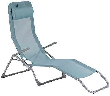 aro Outdoor Liegestuhl Charles mit Klippfunktion, Sonnenliege mit Armlehene, Stahl/Textilen-Bespannung, Klappbar, Türkisfarben