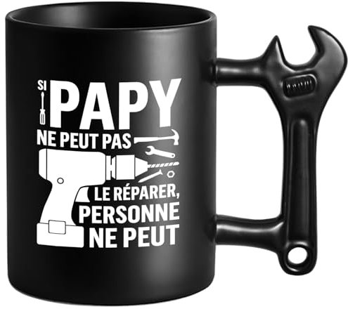 LOZACHE Tasse Papy, Si Papy Ne Peut Pas Le Réparer Personne Ne Peut Mug, Cadeau pour Papy Grand-père Anniversaire, Noël, Idee Cadeau Fête des Grands-Pères Original (PAPY)